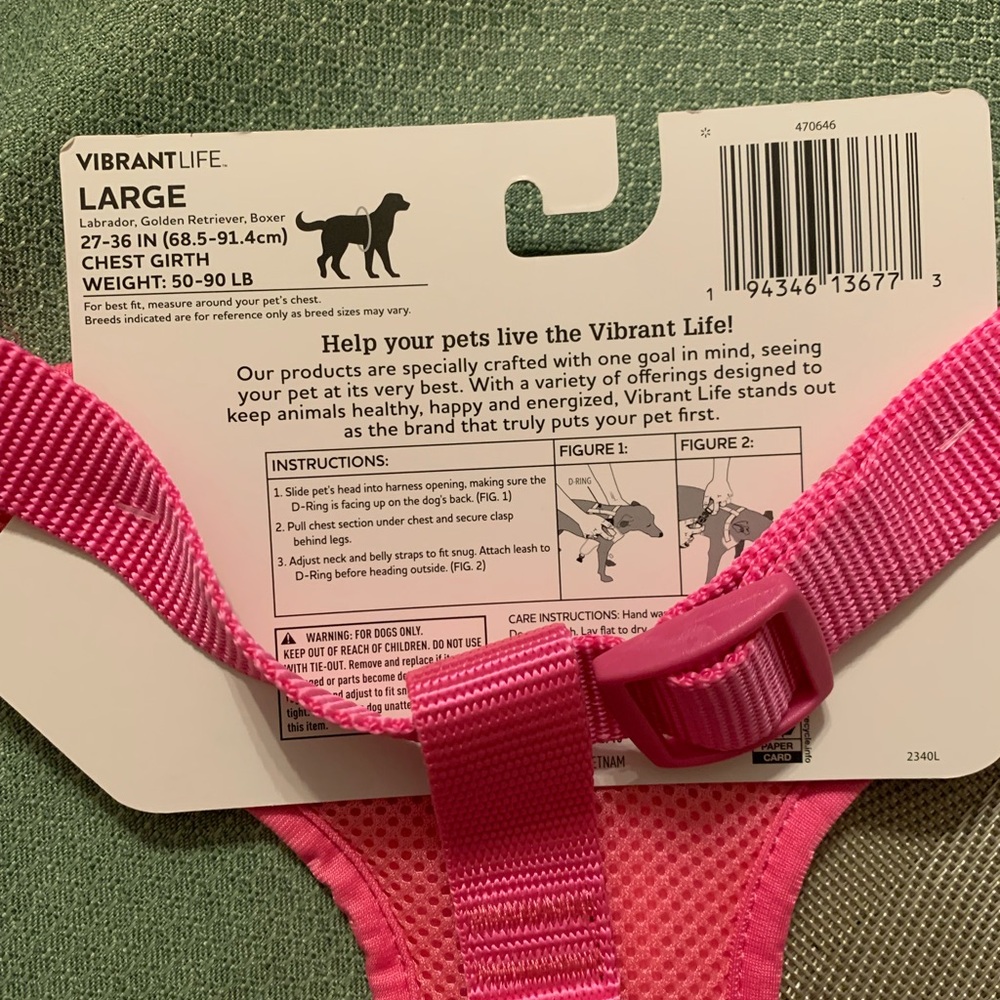 NWT Vibrant Life dog harness Size Large pink - Picture 3 of 3
